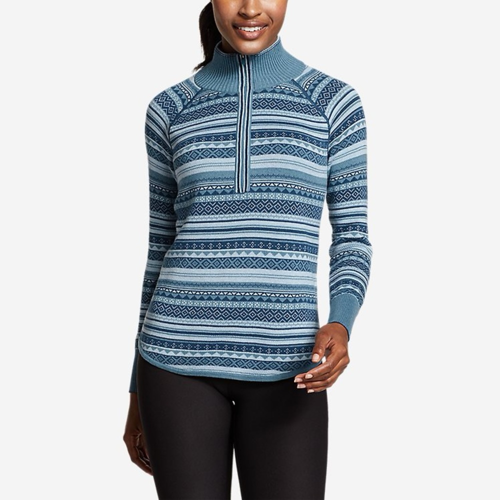 Athleisure fair isle sweater, Eddie Bauer Engage 1/4 zip
